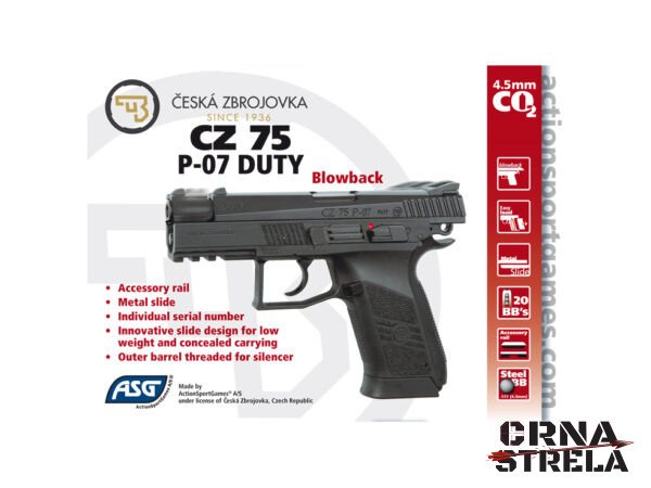 vazduŠni piŠtolj asg cz75 p07 duty 4.5mm
